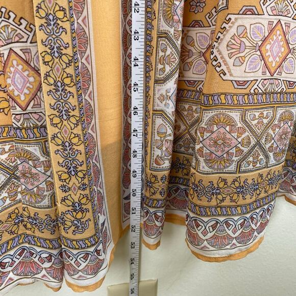 Anthropologie Calida Maxi Dress Size 4P Dark Yellow Print Festival Boho Vacation - Picture 14 of 14